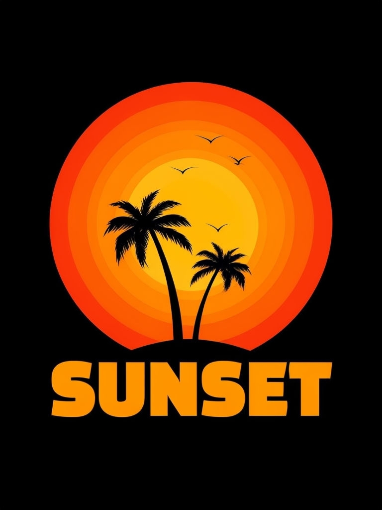 Tropical Sunset with Palm Trees and Bold Sunset Text T-Shirt