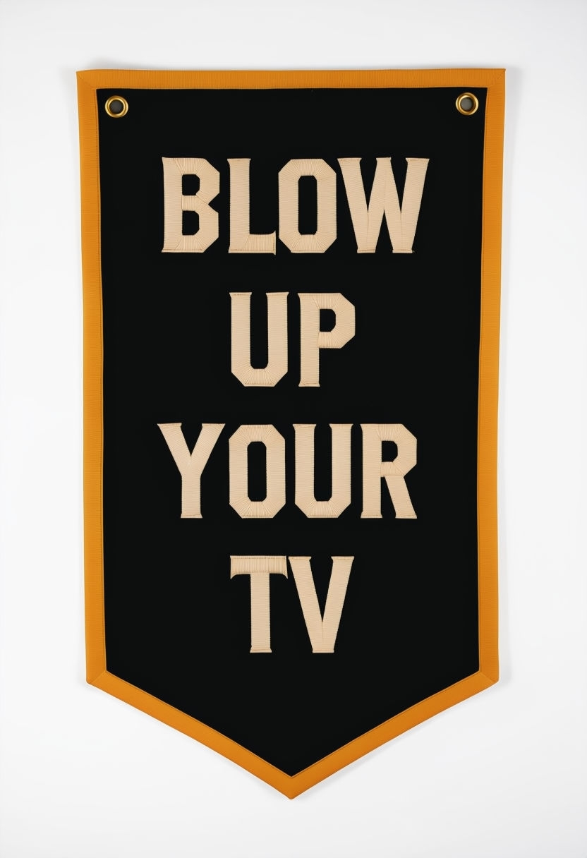 Bold Black Banner with Playful Message 'Blow Up Your TV' Poster