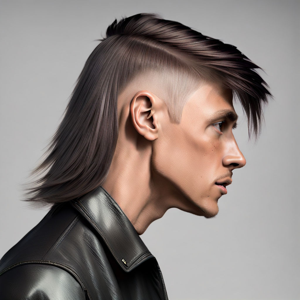 A person viewed from the side with a reverse mullet hair sty... by Lee ...