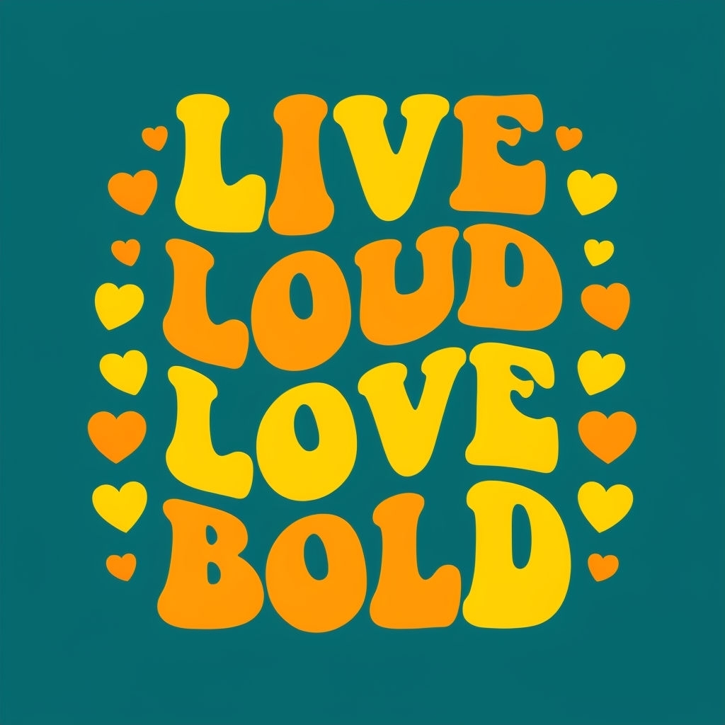 Vibrant Live Loud Love Bold Retro Typography T-Shirt