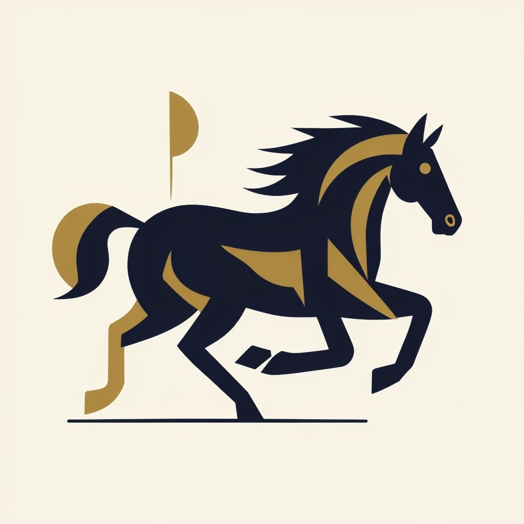 Minimalist Navy Blue Running Horse Vector Logo