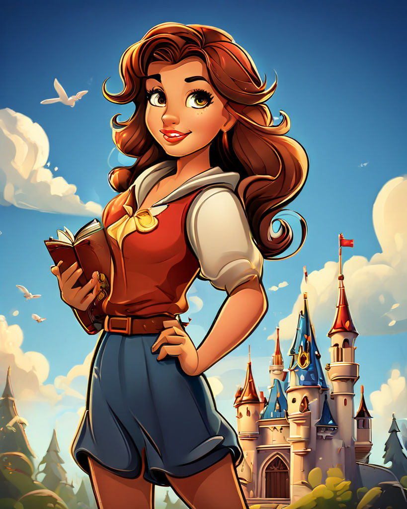 woman character in old Disney style in 2d