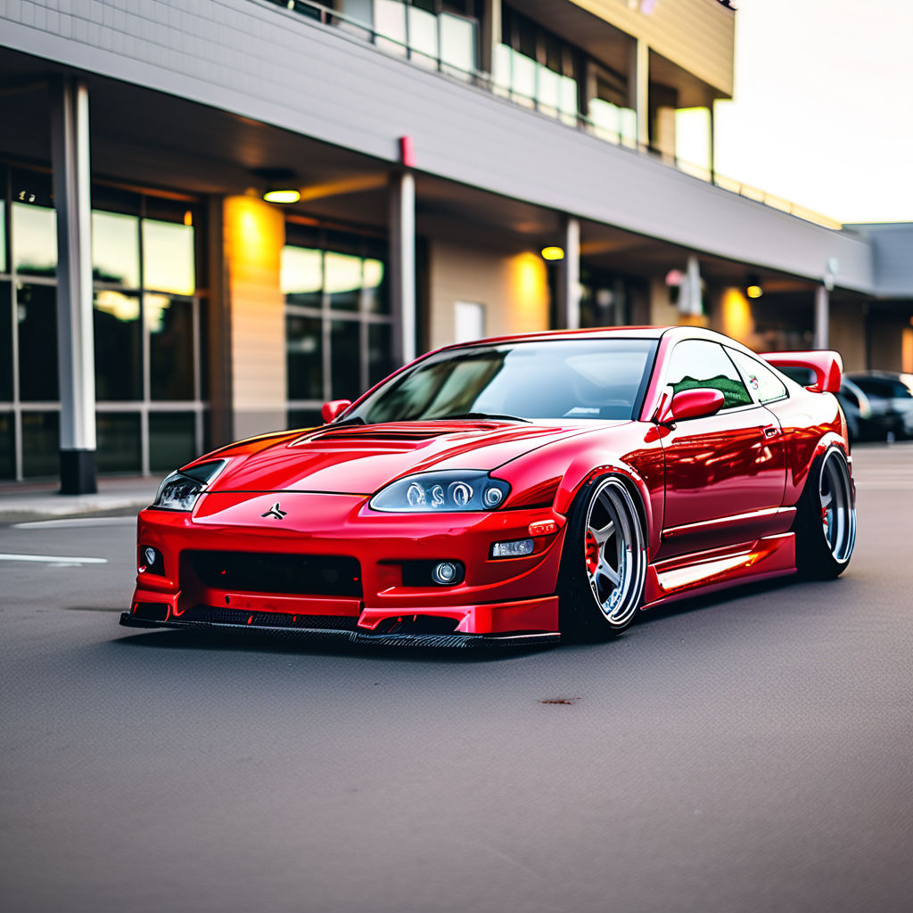 1998 red mitsubishi eclipse with a body kit tail lights faci... by ...