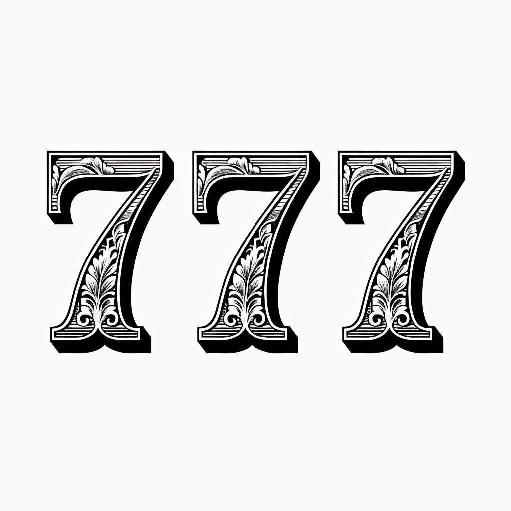 Ornate Vintage 777 Typography Design Mug