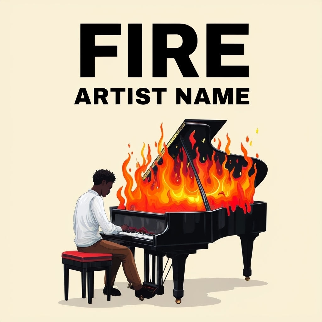 Fiery Piano Performance by a Focused Musician Cover Art Spotify Album Cover