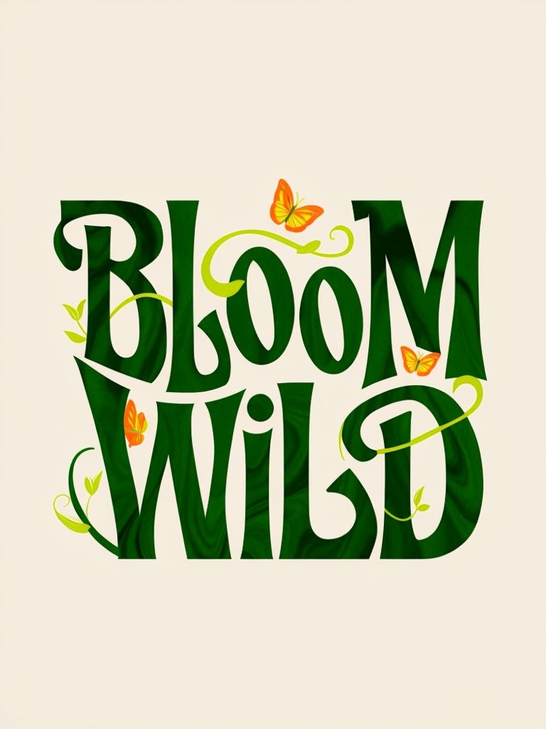 Bloom Wild Retro Typography with Nature Elements T-Shirt