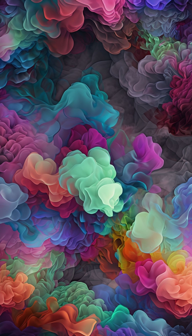 Vibrant Abstract Dreamscape Art with Cloud-Like Formations Mobile Wallpaper