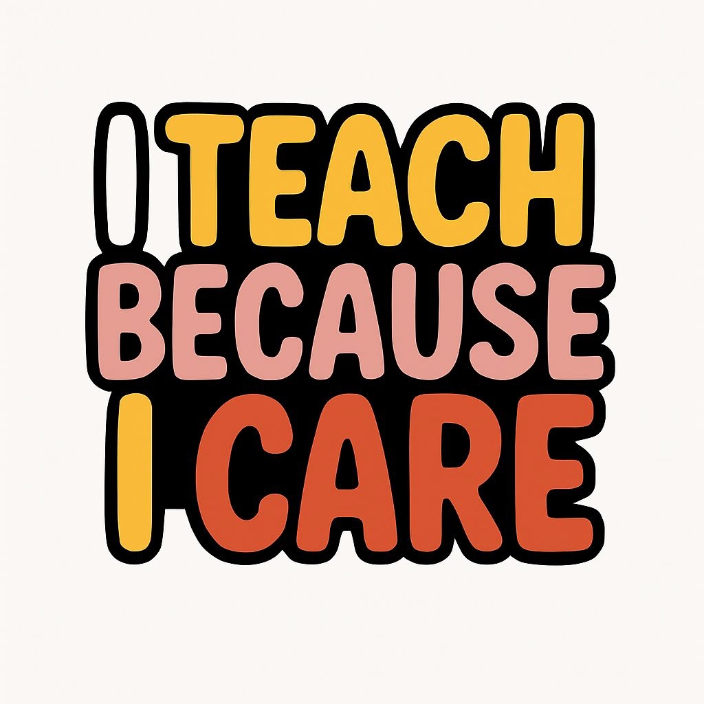 I Teach Because I Care Motivational Graphic Design Mug