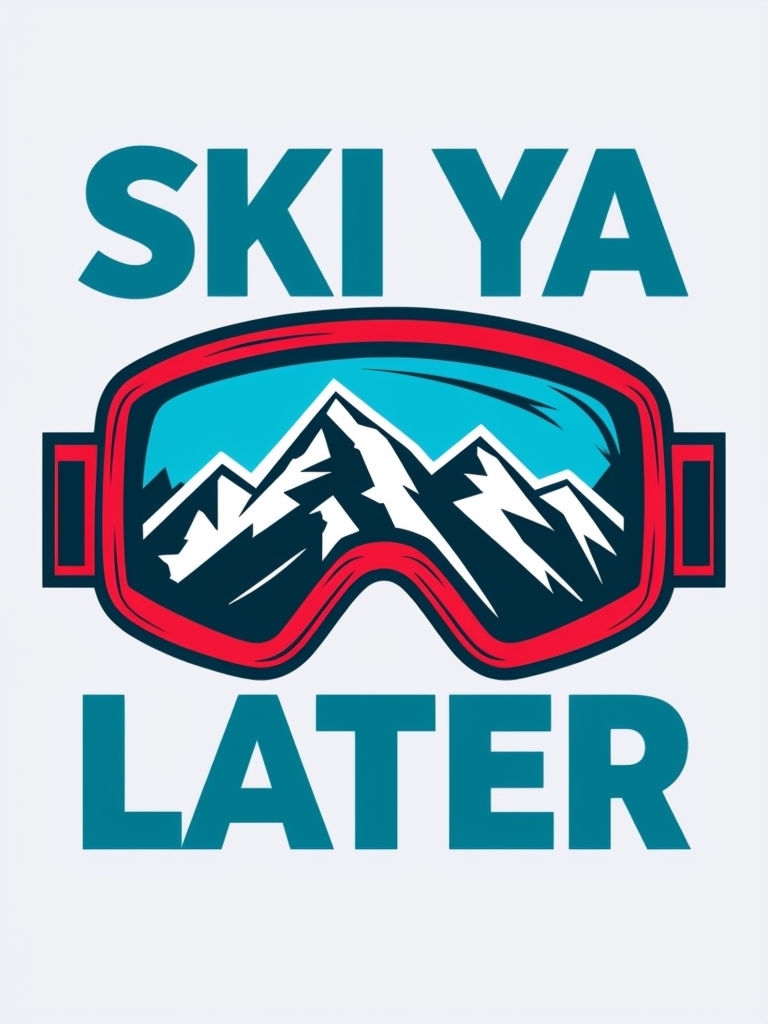 Motivational 'Ski Ya Later' Design with Ski Goggles Graphic Sticker