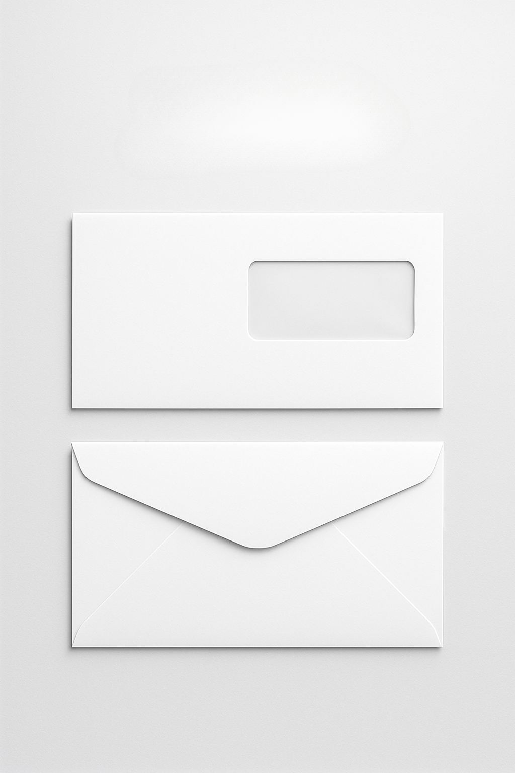 Elegant White Envelope Mockup on Light Gray Background