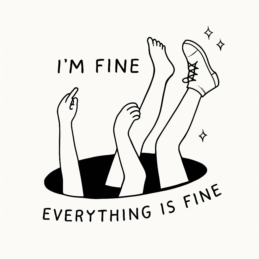 Humorous Minimalist I'm Fine Illustration with Arms and Legs Sticker