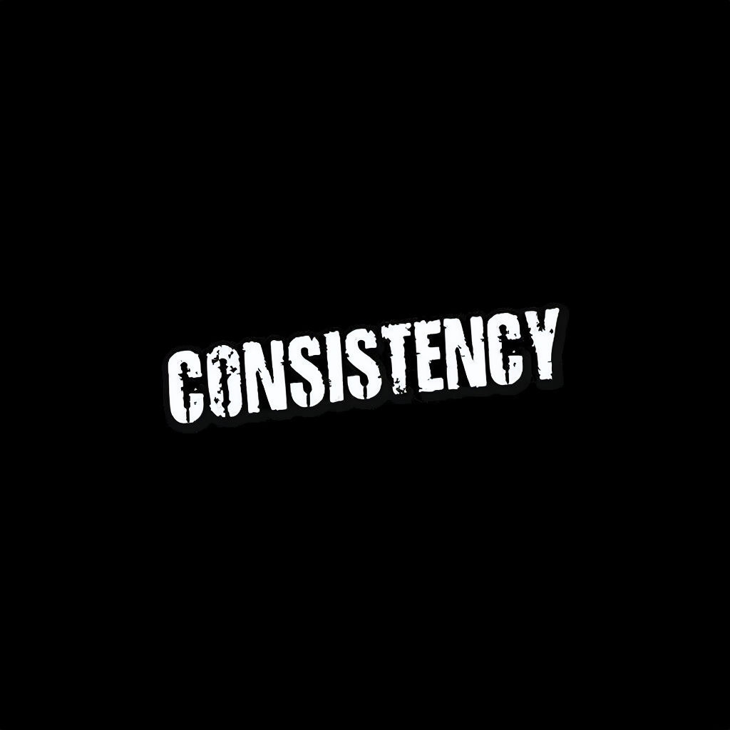 Bold Distressed Consistency Typography on Black T-Shirt
