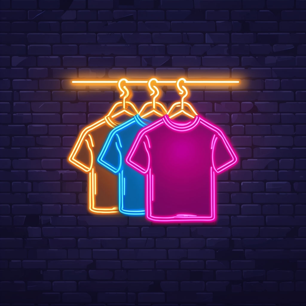 Vibrant Neon Clothing Hangers Illustration Art