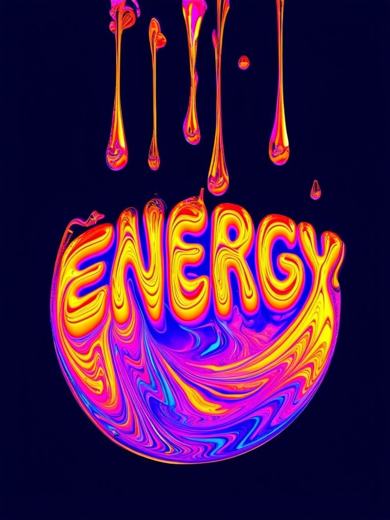 Vibrant Liquid Energy Neon Design T-Shirt