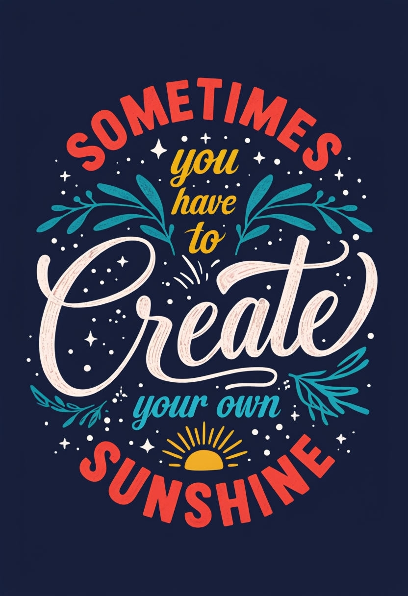 Vibrant Create Your Own Sunshine Motivational Art Poster