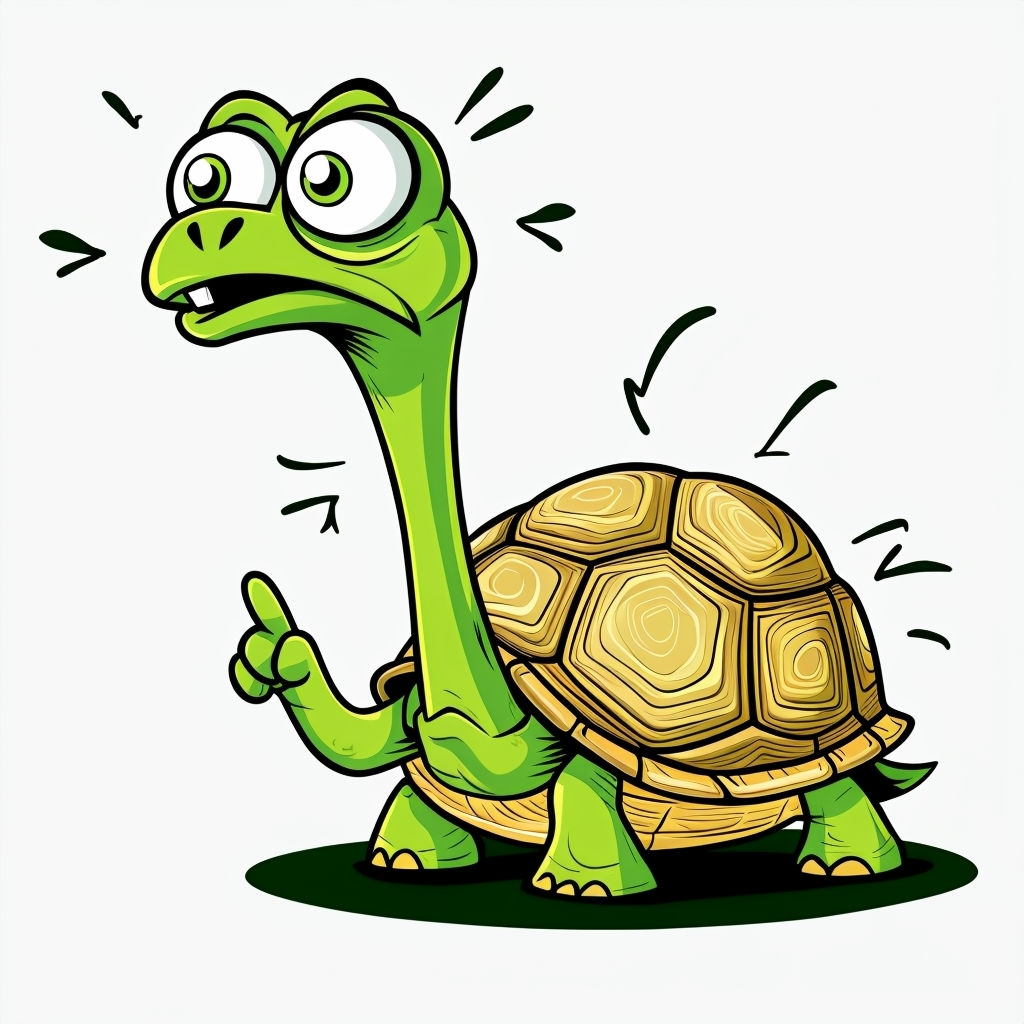 Comically Surprised Turtle Cartoon Illustration T-shirt