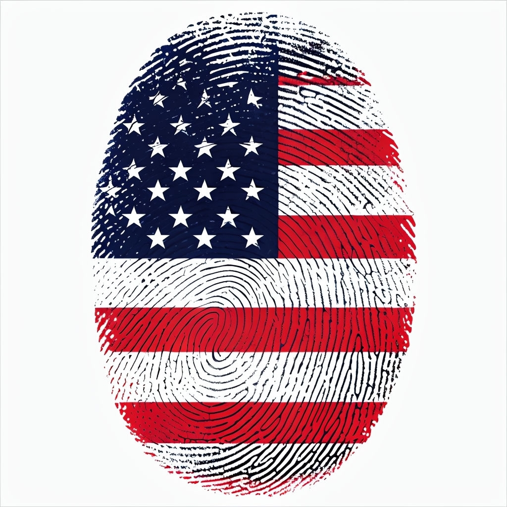 Patriotic American Flag Fingerprint Digital Illustration Poster