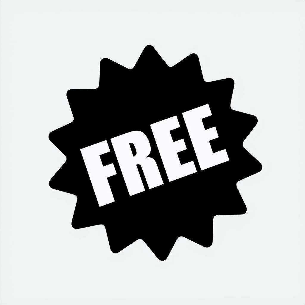 Bold Free Starburst Icon on White Background Sticker