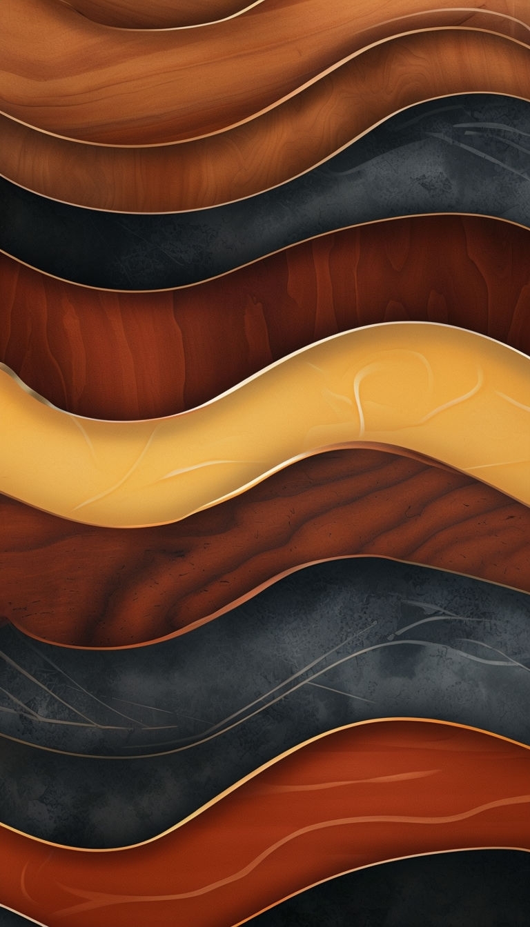 Abstract Wave-Like Wooden Texture Art for Mobile Wallpaper