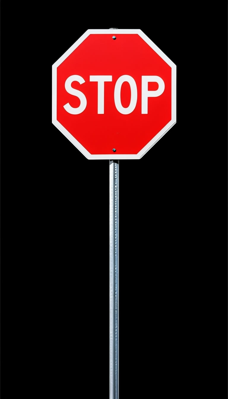Traditional Stop Sign Illustration on Black Background Mobile Wallpaper