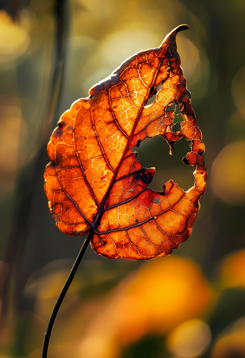 Withered Amber Leaf Close-Up Photography Mobile Wallpaper