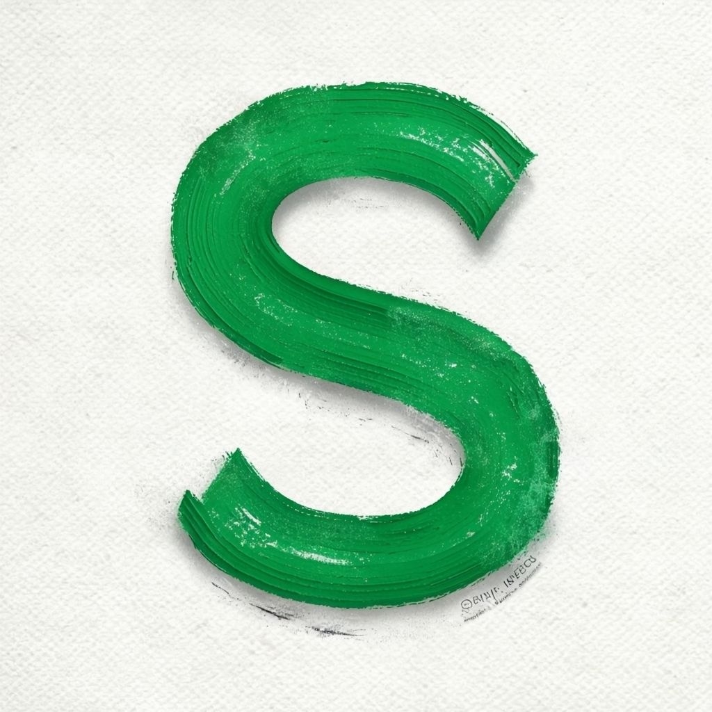 Vibrant Forest Green Textured Letter S Artwork Monogram