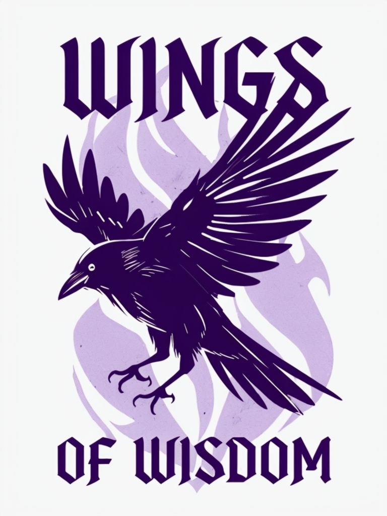 Dynamic Dark Purple Raven Logo T-Shirt
