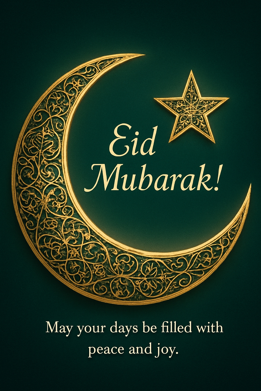 Elegant Eid Mubarak Golden Crescent Moon Greeting Card