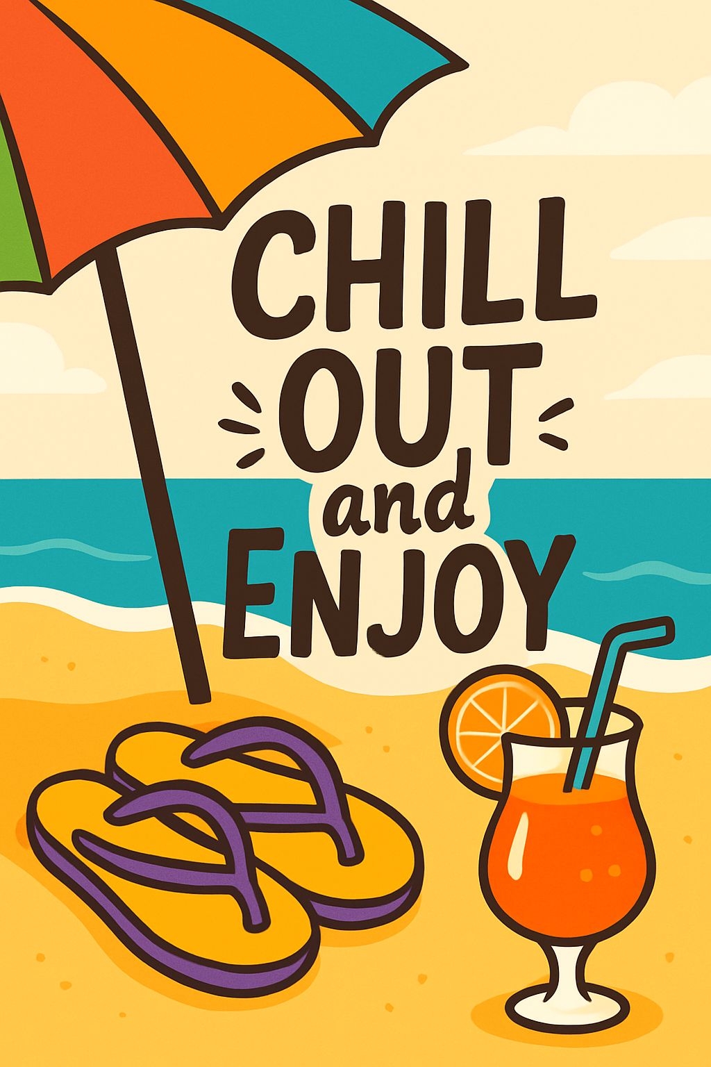 Chill Out and Enjoy Vibrant Beach Scene T-Shirt