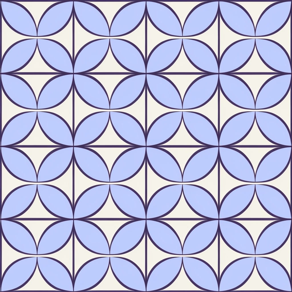 Pastel Blue Geometric Pattern with Flower Petal Motifs Seamless Pattern