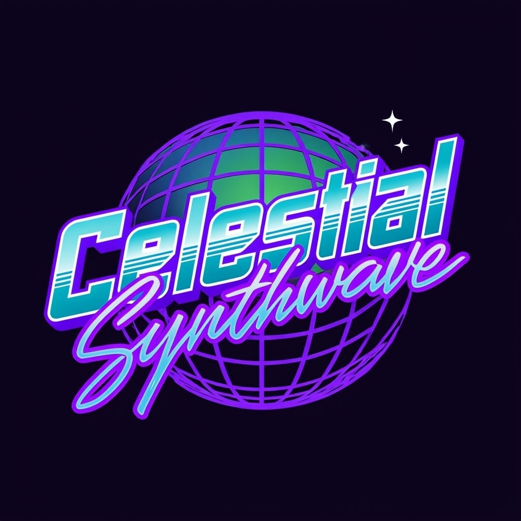 Cosmic Celestial Synthwave Design in Bold Colors for Spotify Album Cover