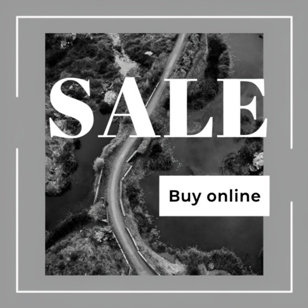 Minimalist Black and White Aerial Photograph SALE Advertisement Social Media Post