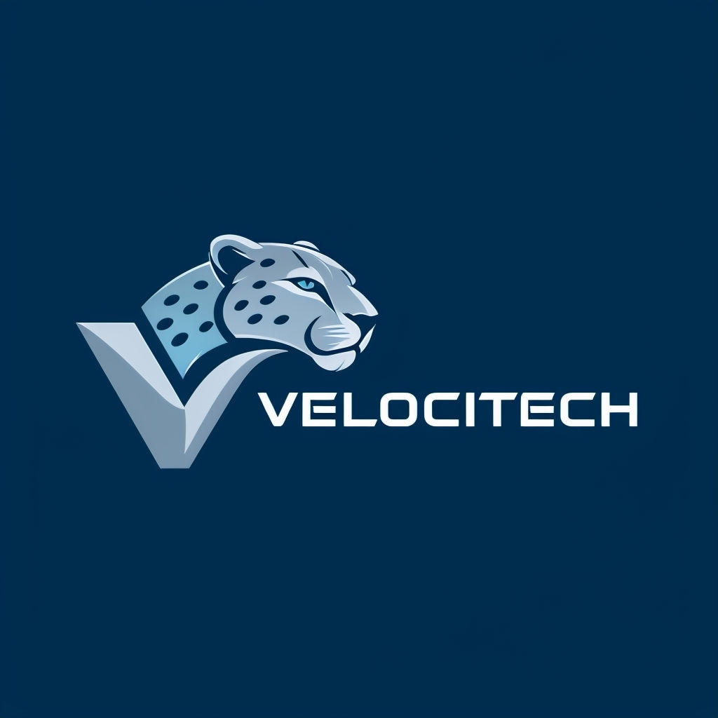 Modern Cheetah Head Logo with Bold Letter V for Velocitech Logo