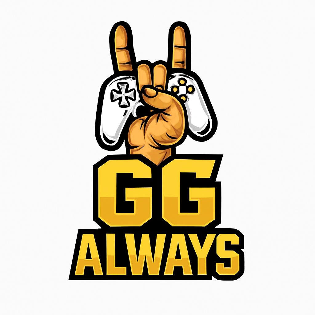 Vibrant Cartoon Hand Holding Game Controllers GG Always Sticker