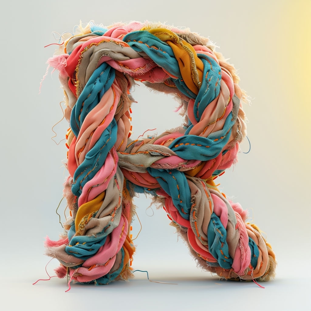 Vibrant 3D Fabric Letter R with Colorful Textures Monogram
