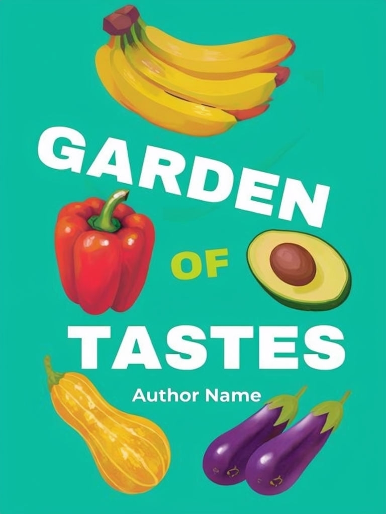 Vibrant Garden of Tastes Book Cover with Colorful Illustrations EBook Cover