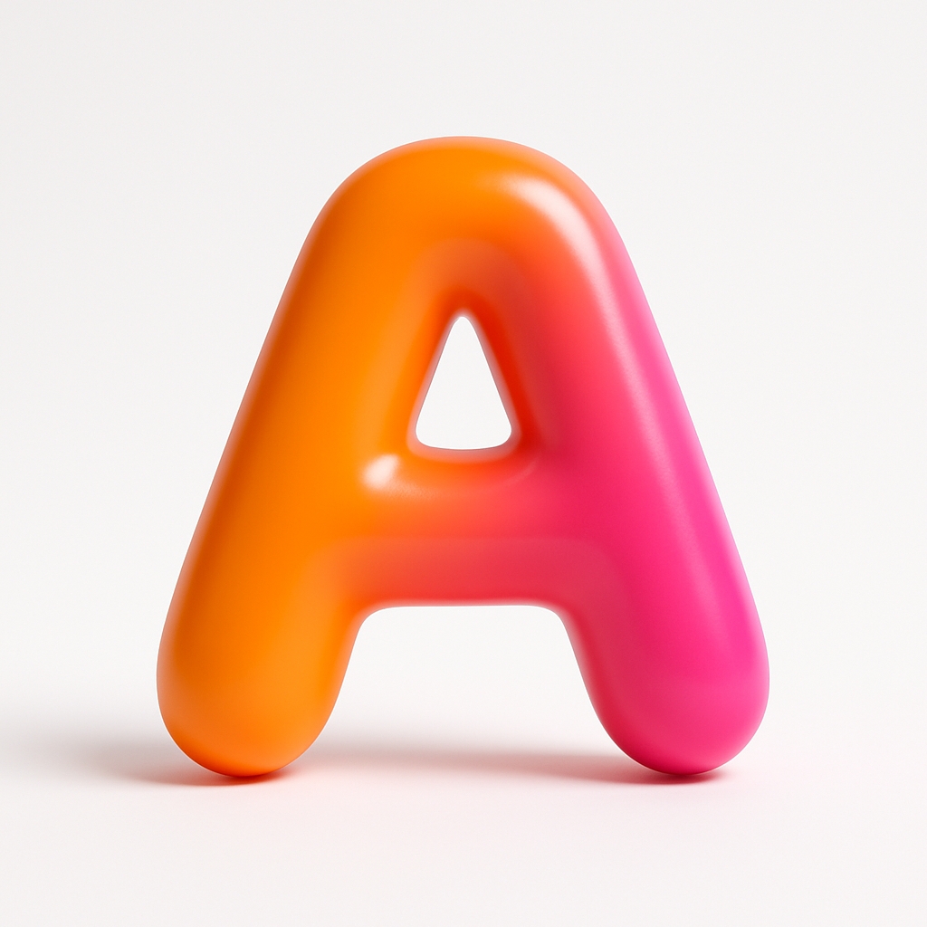 Vibrant Playful 3D Letter A Design in Orange and Pink Monogram
