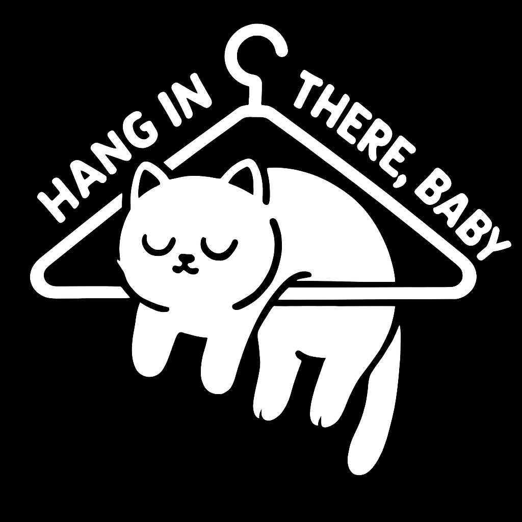 Sleeping Cat on Hanger with Playful Text T-Shirt