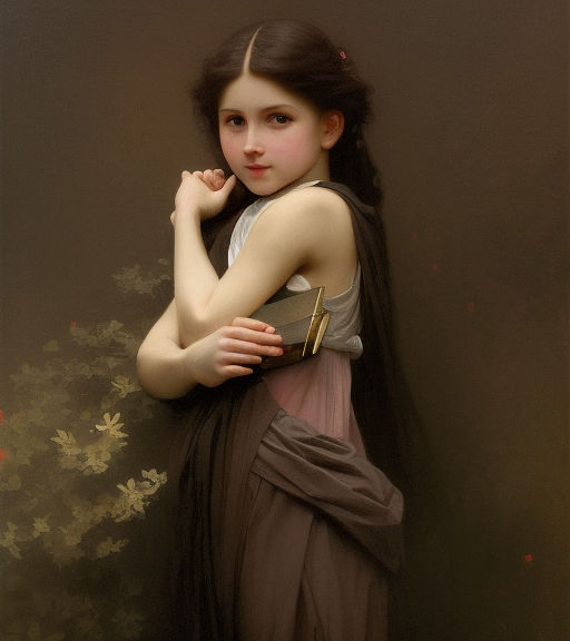 Painting of young girl in style of William-Adolphe Bouguerea... by ...