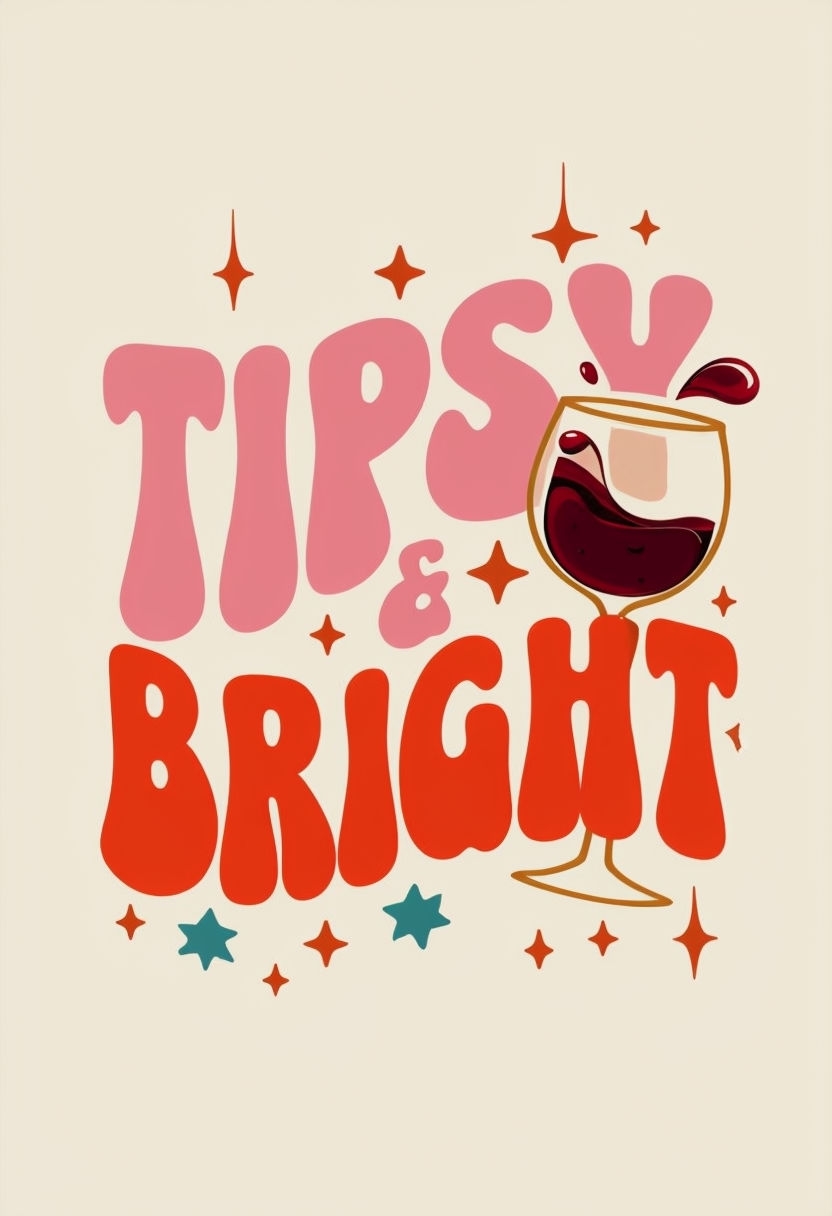 Playful Tipsy & Bright Retro Typography Design Poster