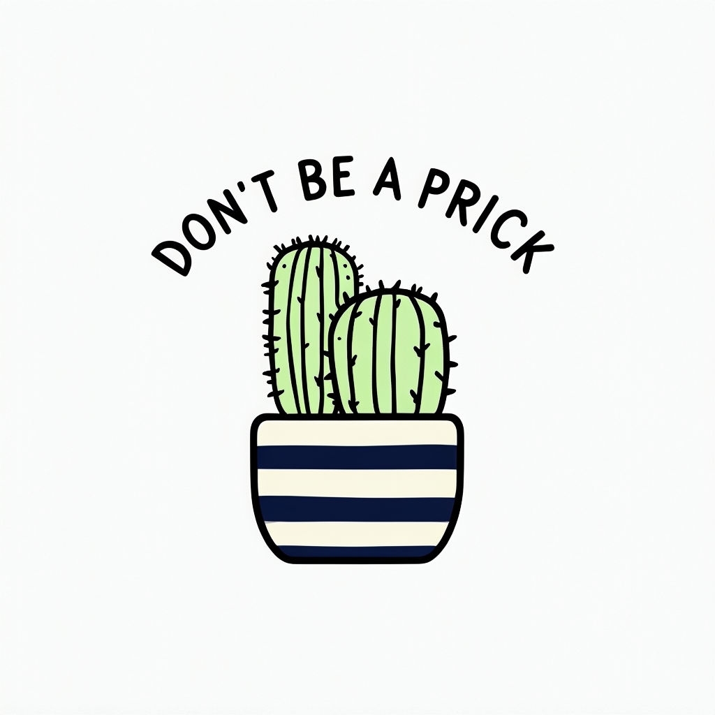 Playful Minimalist Cacti Illustration with Don't Be a Prick Text Mug