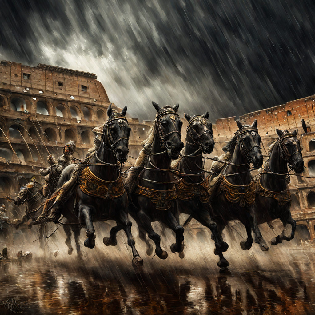 Rembrandt painting of Rome 80 AD Chariot races at the Roman ... by Mark ...