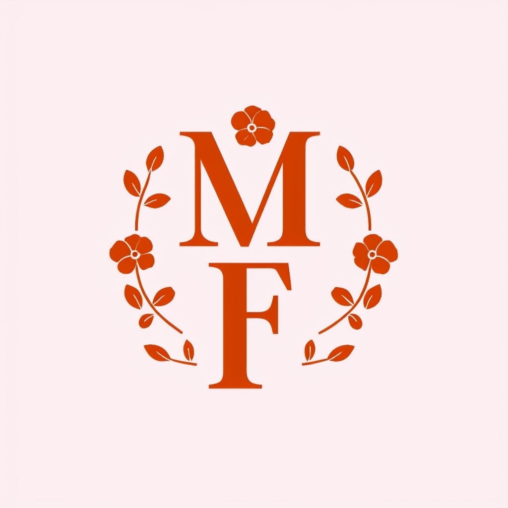 Modern Minimalist MF Logo with Floral Elements Design