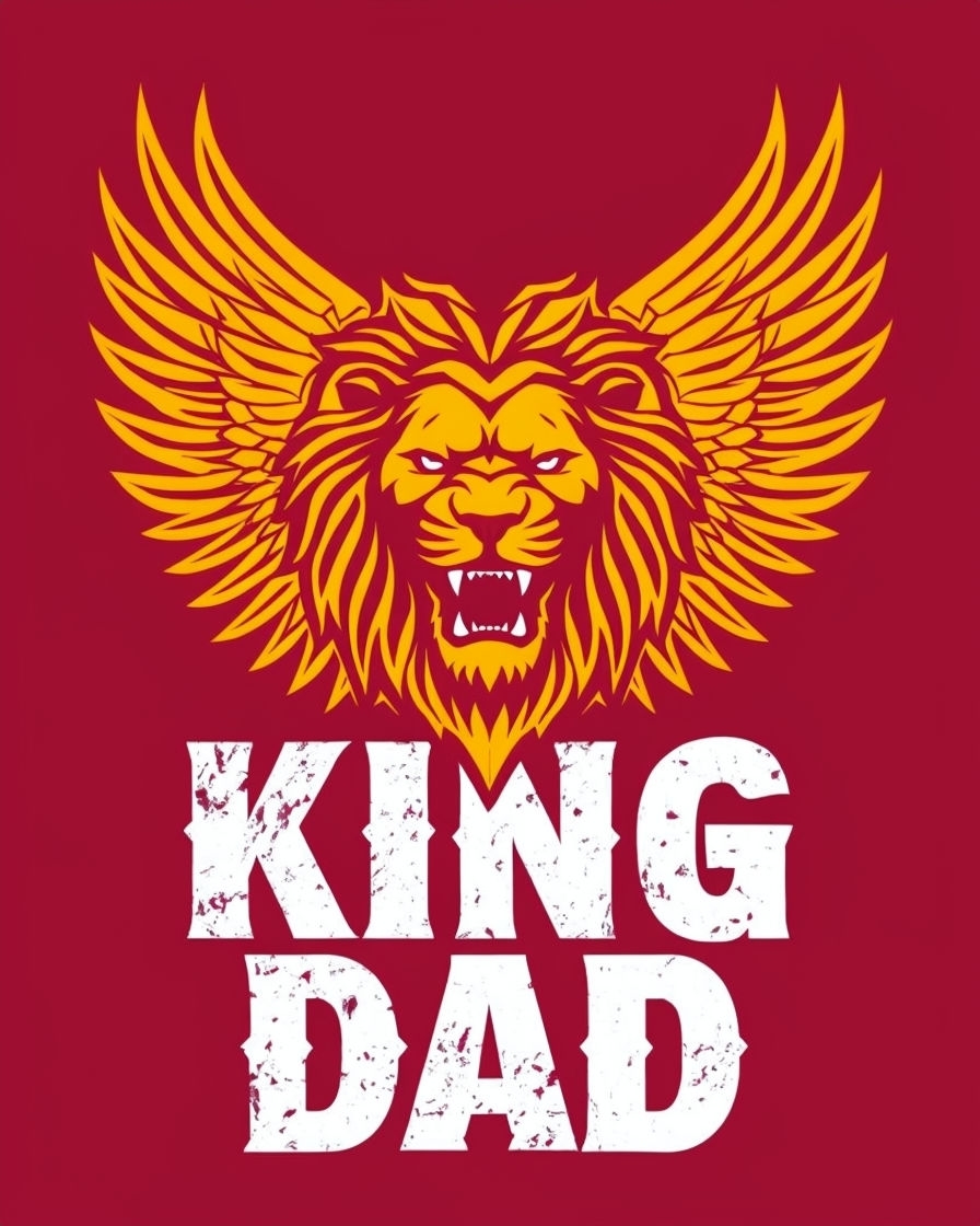 Majestic Lion Head with Golden Wings King Dad T-Shirt
