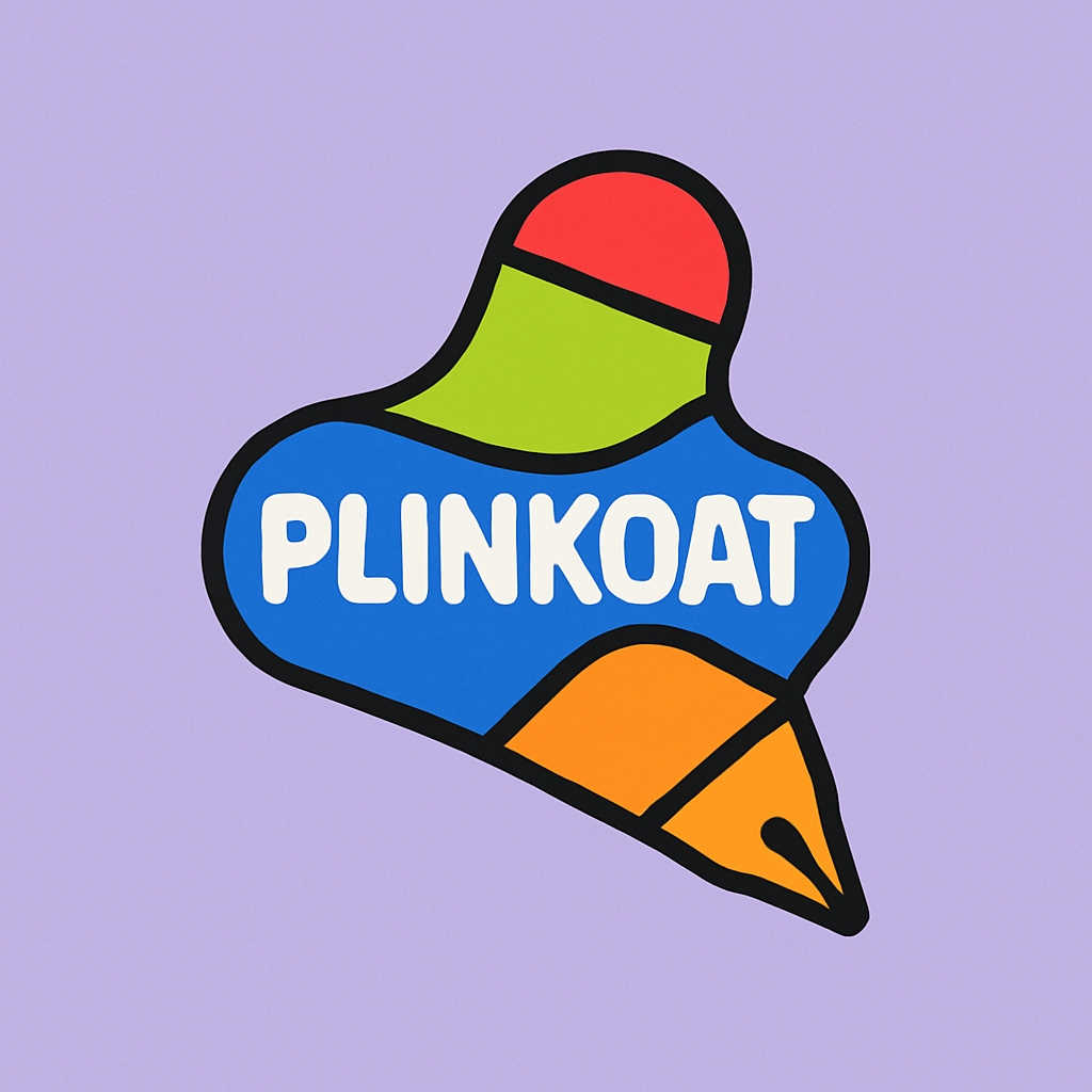 Vibrant Playful PLINKOAT Logo Design on Lavender Background Logo