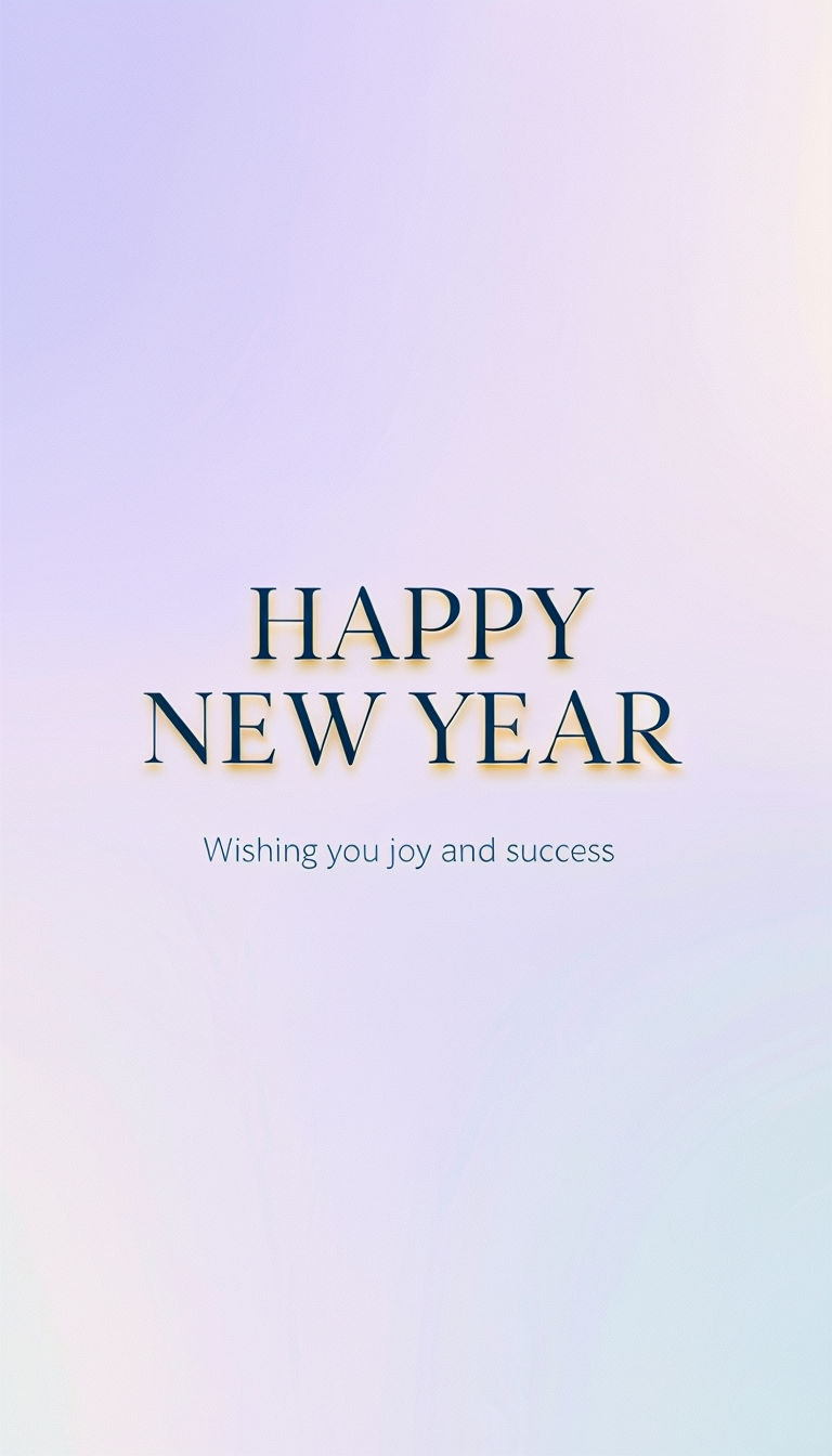 Elegant Happy New Year Graphic with Pastel Gradient Background Poster