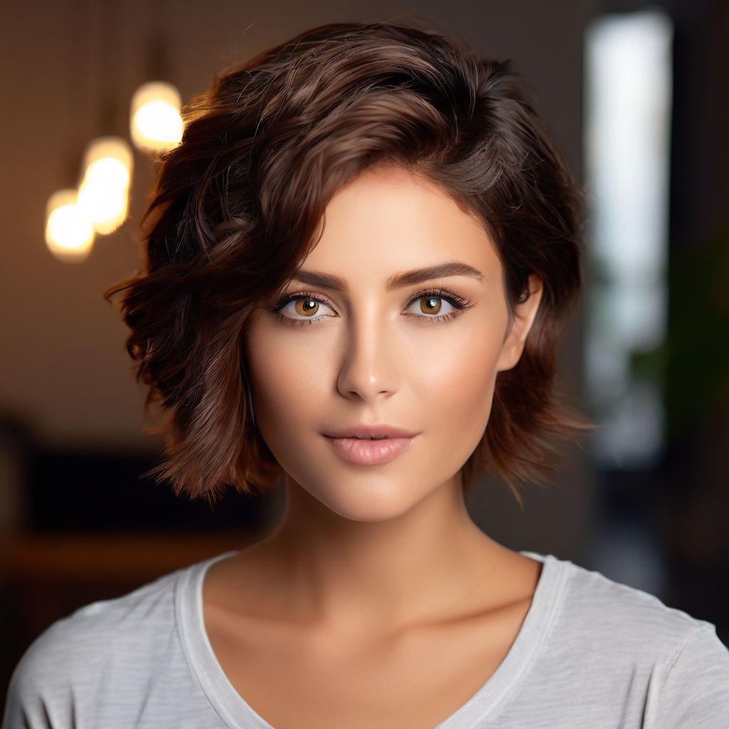 brunette short hair