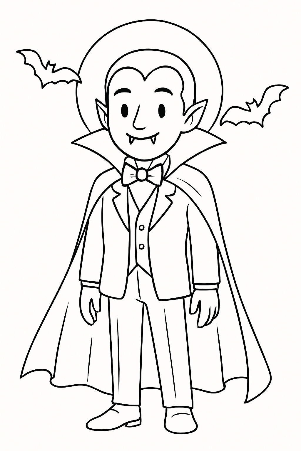 Friendly Cartoon Vampire Character Illustration Coloring Book Pages