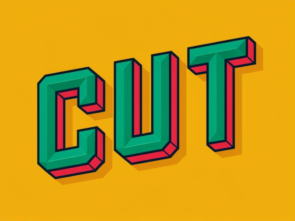 Bold 3D CUT Typography Design on Vibrant Yellow Background T-shirt