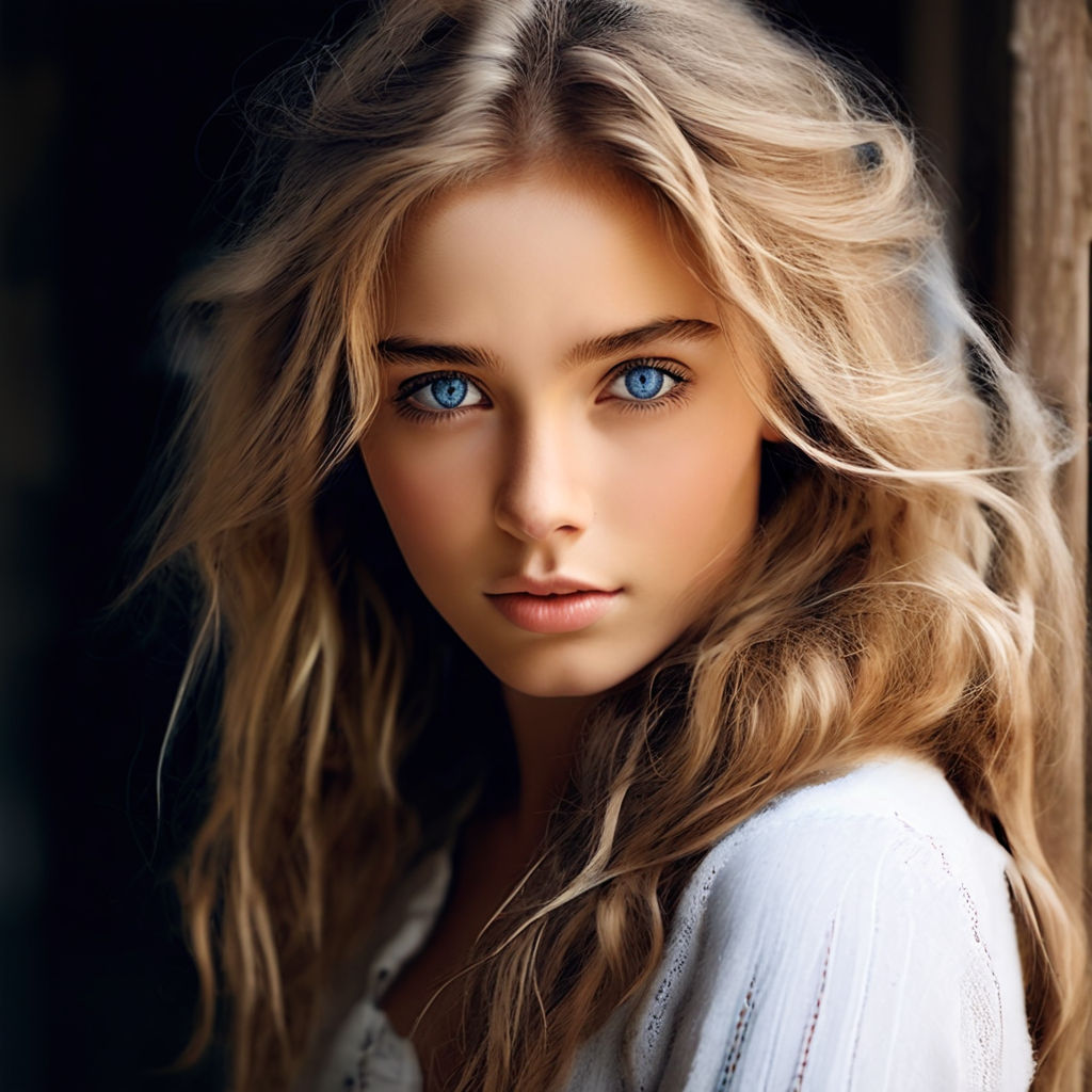 blond girl with blue eyes